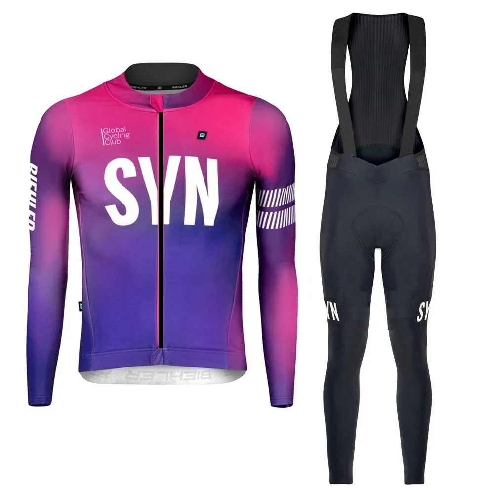 Race Bib - SYN-컬러풀한 긴팔 남성용 사이클링 의류 몸에