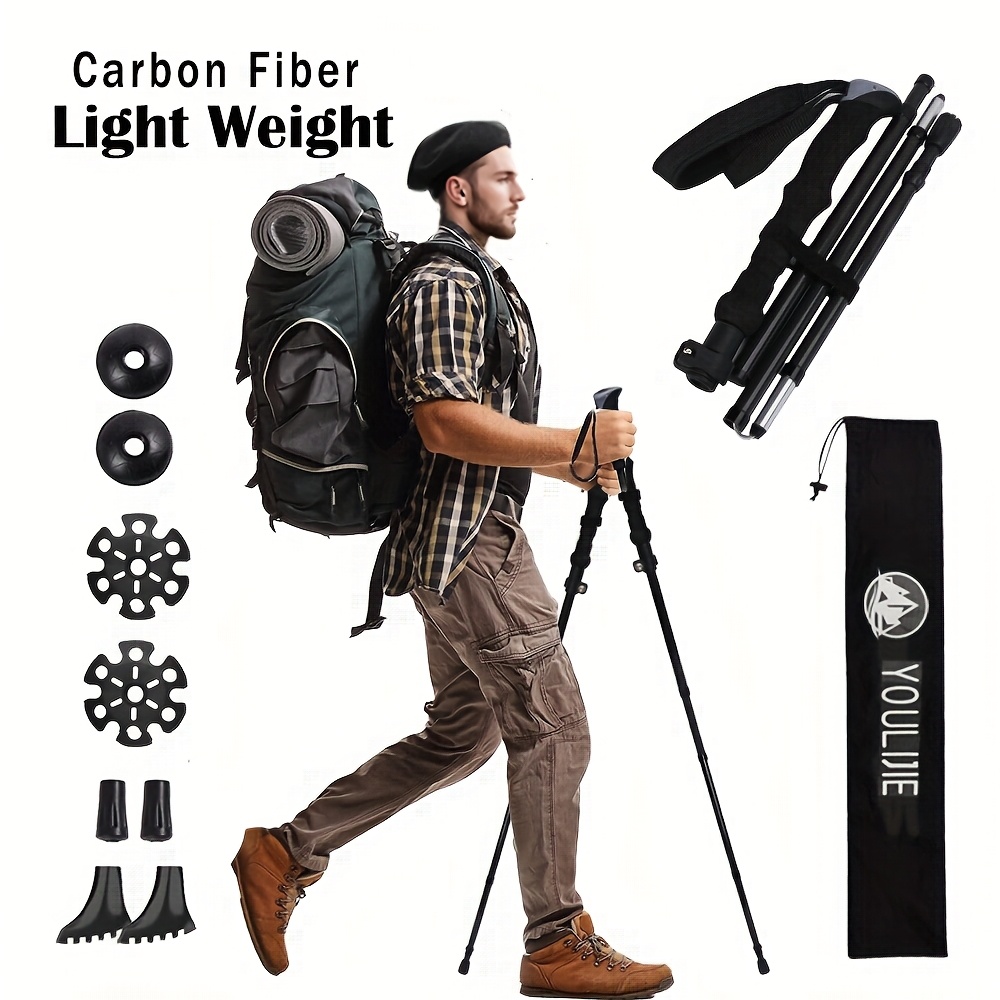 Trekking Pole Carbon - 2팩 경량 100% 카본 파이버 접이식