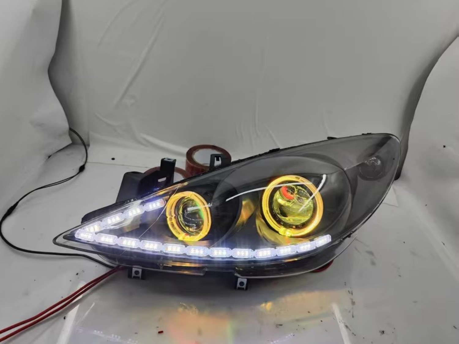 푸조 307용 LED 듀얼 빔 렌즈 헤드라이트 엔젤 아 - Running Headlamp 리뷰 및 가격